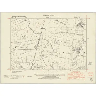 1950 Map of Nottinghamshire XLVI.SW, 1952 Print