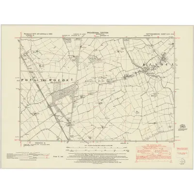 1950 Map of Nottinghamshire XLVII.SW, 1952 Print