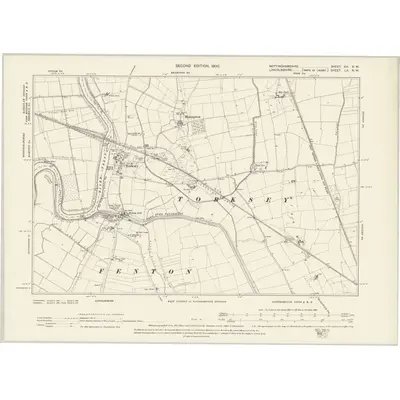 1898 Map of Nottinghamshire XVI.NW, 1900 Print