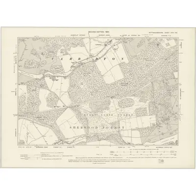 1897 Map of Nottinghamshire XVIII.NE, 1900 Print