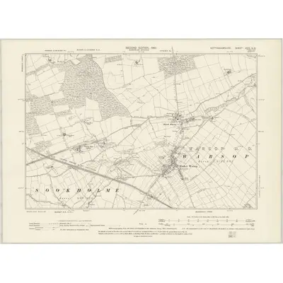 1897 Map of Nottinghamshire XVIII.SW, 1900 Print