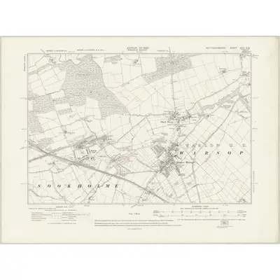 1914 Map of Nottinghamshire XVIII.SW, 1920 Print