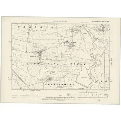 1899 Map of Nottinghamshire XX.SE, 1900 Print
