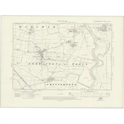 1915 Map of Nottinghamshire XX.SE, 1921 Print