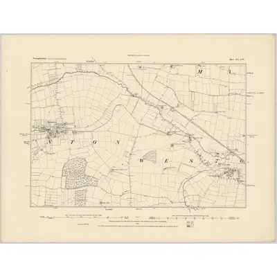 1883 Map of Nottinghamshire XX.SW, 1884 Print