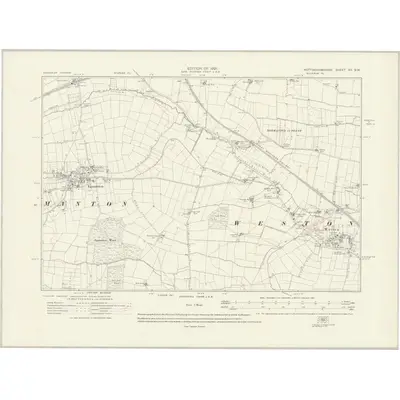 1915 Map of Nottinghamshire XX.SW, 1921 Print