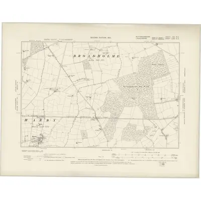 1899 Map of Nottinghamshire XXI.NE, 1901 Print