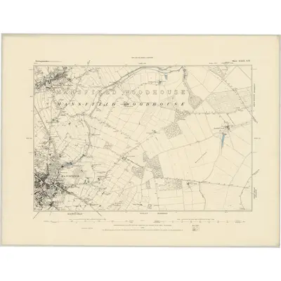 1877 Map of Nottinghamshire XXIII.SW, 1884 Print