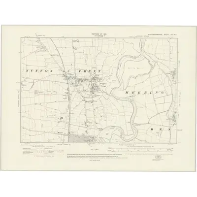 1915 Map of Nottinghamshire XXV.NE, 1921 Print