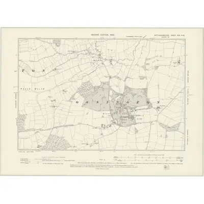 1898 Map of Nottinghamshire XXV.NW, 1900 Print