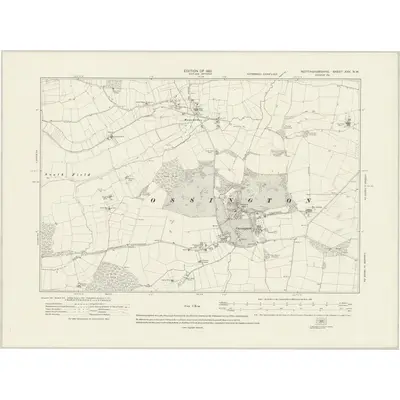 1915 Map of Nottinghamshire XXV.NW, 1921 Print