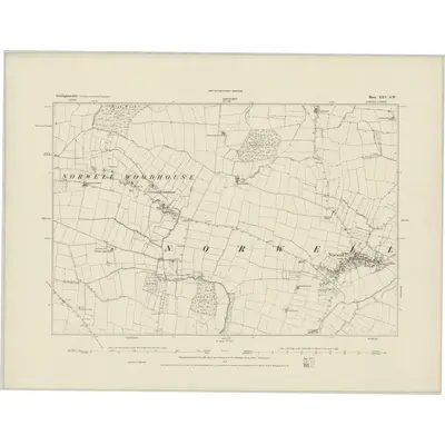 1883 Map of Nottinghamshire XXV.SW, 1884 Print