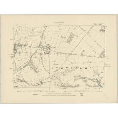 1877 Map of Nottinghamshire XXVII.SE, 1886 Print