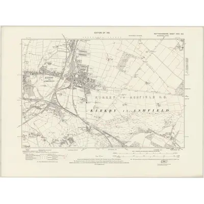 1913 Map of Nottinghamshire XXVII.SE, 1921 Print