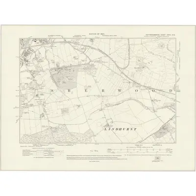 1913 Map of Nottinghamshire XXVIII.NW, 1920 Print