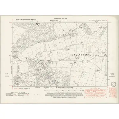 1939 Map of Nottinghamshire XXVIII.SW, 1949 Print