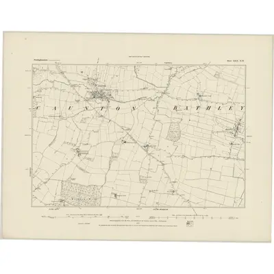 1883 Map of Nottinghamshire XXX.NW, 1884 Print