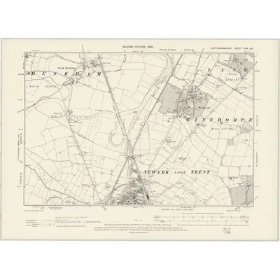1899 Map of Nottinghamshire XXX.SE, 1900 Print