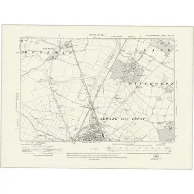 1915 Map of Nottinghamshire XXX.SE, 1921 Print