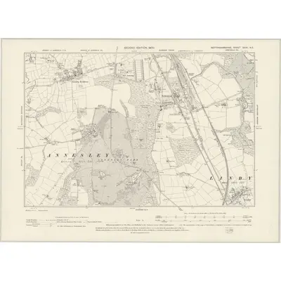 1898 Map of Nottinghamshire XXXII.NE, 1900 Print