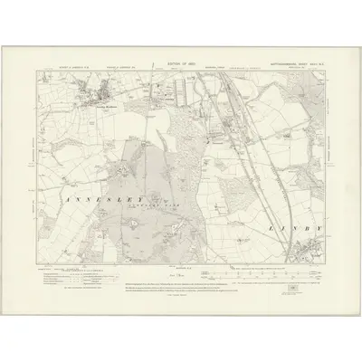 1914 Map of Nottinghamshire XXXII.NE, 1920 Print