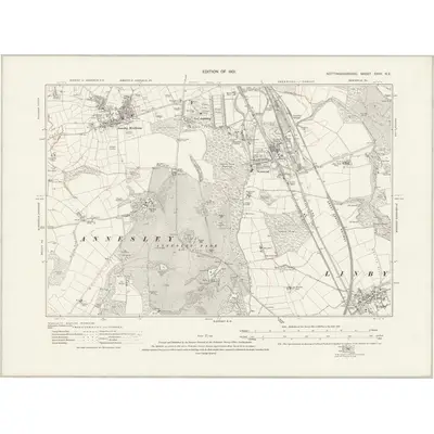 1914 Map of Nottinghamshire XXXII.NE, 1921 Print