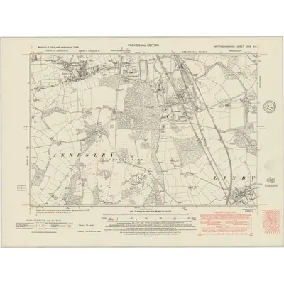 1938 Map of Nottinghamshire XXXII.NE, 1948 Print