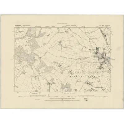 1878 Map of Nottinghamshire XXXII.SE, 1886 Print
