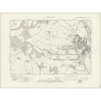 1913 Map of Nottinghamshire XXXII.SE, 1921 Print