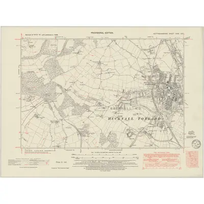 1938 Map of Nottinghamshire XXXII.SE, 1949 Print