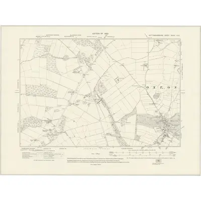 1913 Map of Nottinghamshire XXXIII.NE, 1920 Print