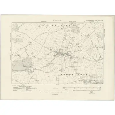 1913 Map of Nottinghamshire XXXIII.SE, 1921 Print