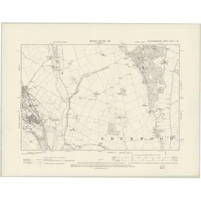 1899 Map of Nottinghamshire XXXIII.SW, 1901 Print