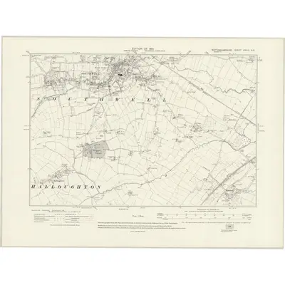 1915 Map of Nottinghamshire XXXIV.NE, 1921 Print