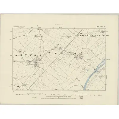 1883 Map of Nottinghamshire XXXIV.SE, 1884 Print