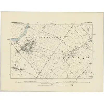 1883 Map of Nottinghamshire XXXIX.SE, 1884 Print
