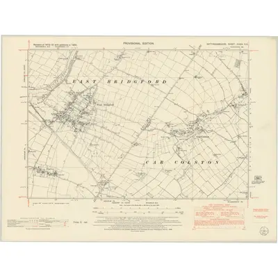 1950 Map of Nottinghamshire XXXIX.SE, 1952 Print