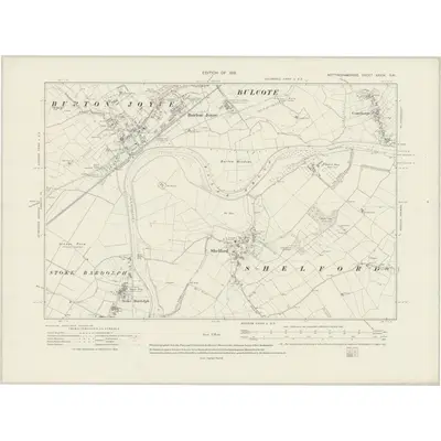 1912 Map of Nottinghamshire XXXIX.SW, 1919 Print