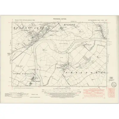 1938 Map of Nottinghamshire XXXIX.SW, 1949 Print
