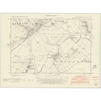 1950 Map of Nottinghamshire XXXIX.SW, 1952 Print