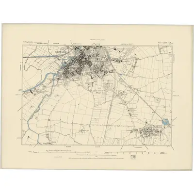 1883 Map of Nottinghamshire XXXV.NE, 1884 Print
