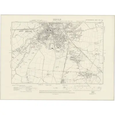1915 Map of Nottinghamshire XXXV.NE, 1921 Print