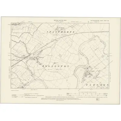 1899 Map of Nottinghamshire XXXV.NW, 1900 Print