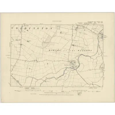 1883 Map of Nottinghamshire XXXVI.NW, 1886 Print