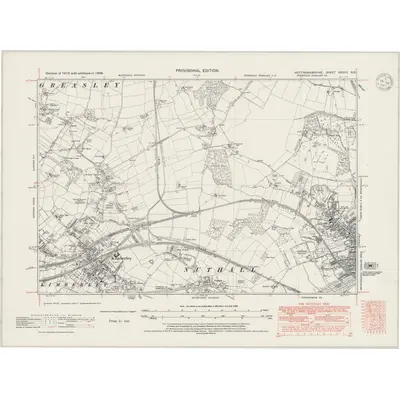 1938 Map of Nottinghamshire XXXVII.NE, 1947 Print