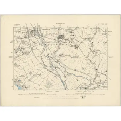 1879 Map of Nottinghamshire XXXVII.NW, 1885 Print