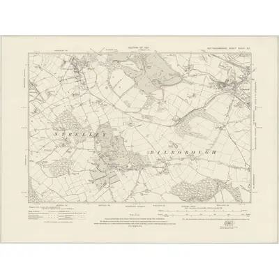1913 Map of Nottinghamshire XXXVII.SE, 1921 Print