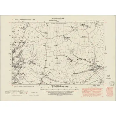 1944 Map of Nottinghamshire XXXVIII.NE, 1950 Print