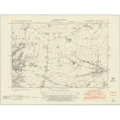 1950 Map of Nottinghamshire XXXVIII.NE, 1952 Print