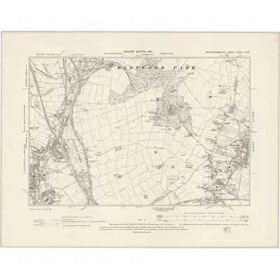 1899 Map of Nottinghamshire XXXVIII.NW, 1901 Print